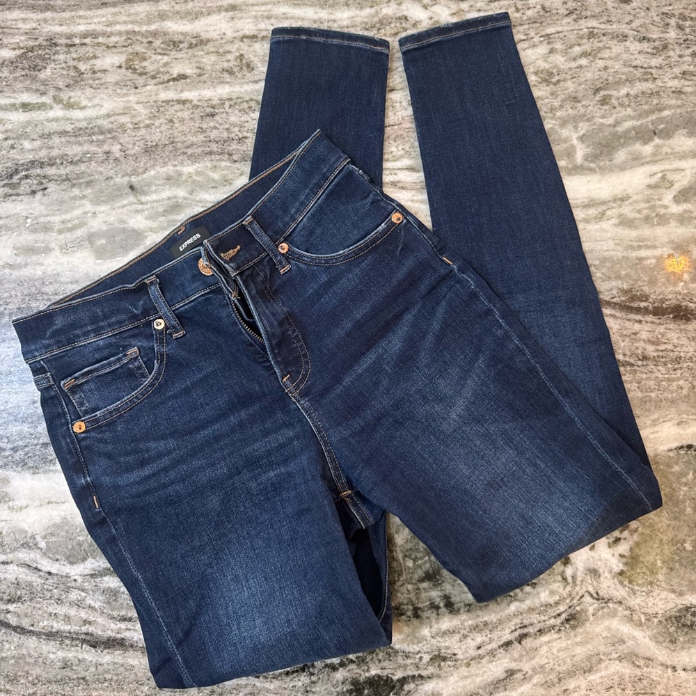 Express Dark Blue Skinny Mid-Rise Jeans Women’s Size 2 Regular